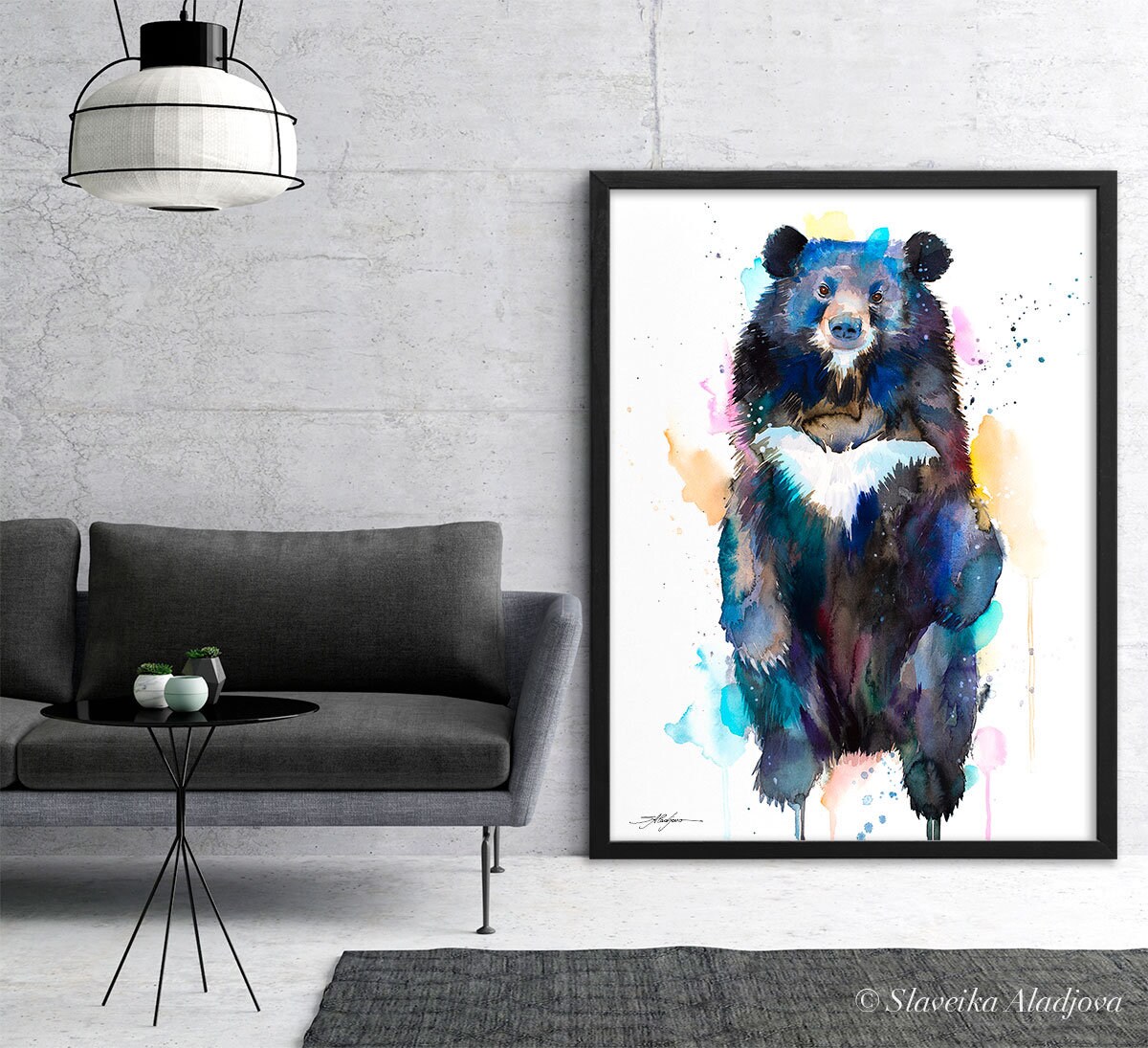 Asian black bear, Moon Bear watercolor painting print by Slaveika ...