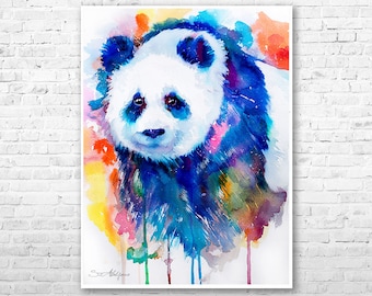 Panda watercolor  painting print by Slaveika Aladjova, art, animal, illustration, home decor, Nursery, gift, Wildlife, wall art, bear