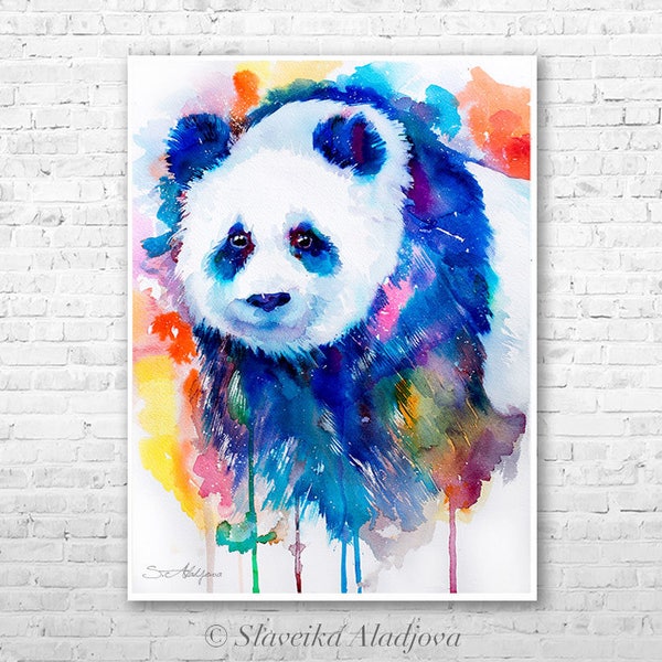 Panda watercolor  painting print by Slaveika Aladjova, art, animal, illustration, home decor, Nursery, gift, Wildlife, wall art, bear