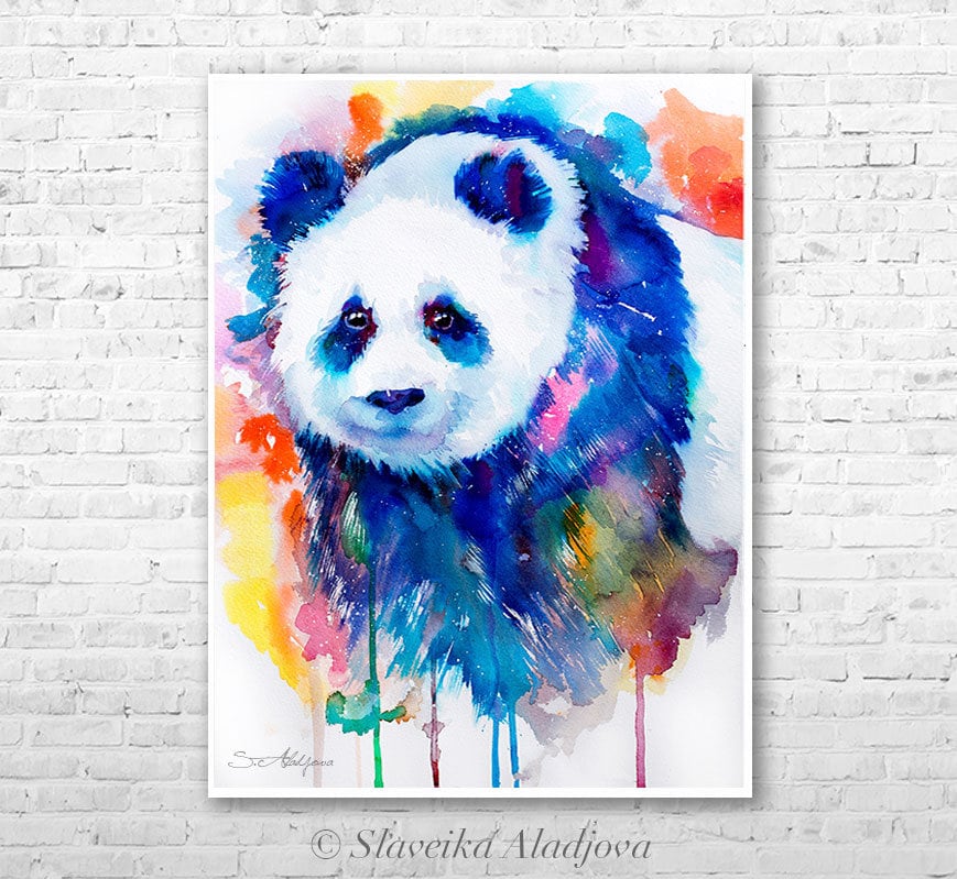 Panda Watercolor Painting Print by Slaveika Aladjova Art | Etsy