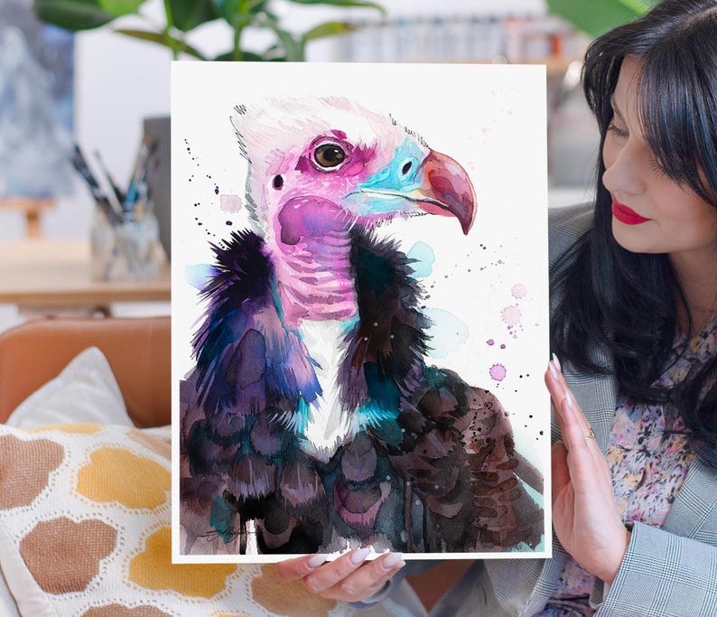 White-headed Vulture Limited Edition Watercolor Art Print by Slaveika ...