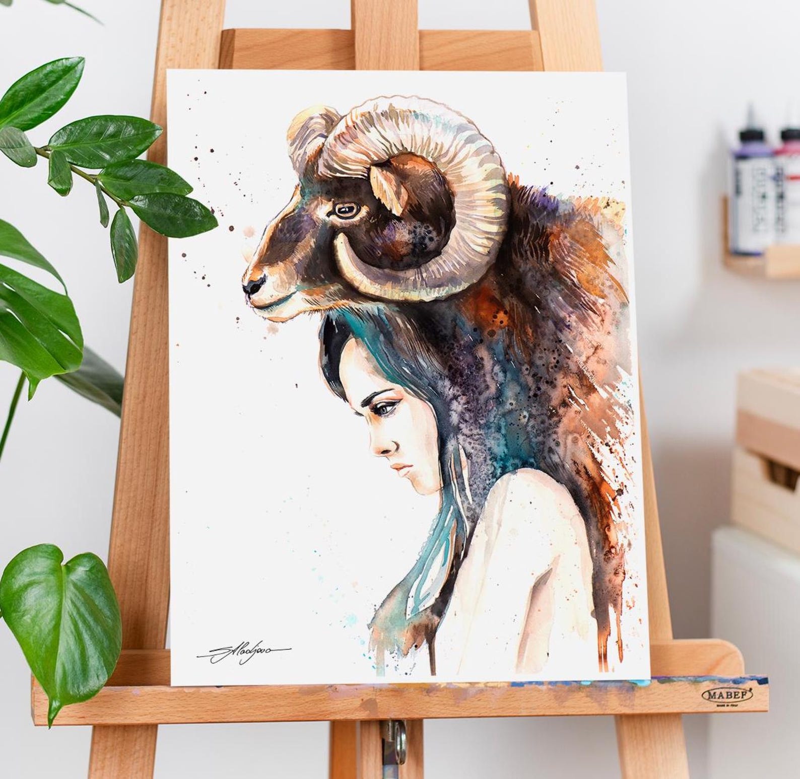 Mouflon Girl Limited Edition Watercolor Art Print by Slaveika Aladjova ...