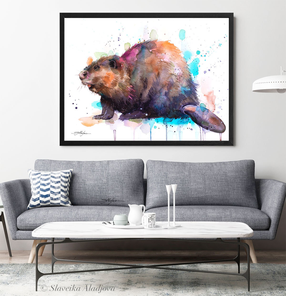 Beaver watercolor painting print by Slaveika Aladjova, art, animal ...