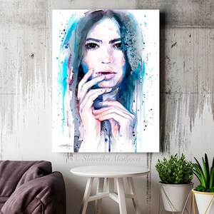 Blue Girl Watercolor Painting Print by Slaveika Aladjova, Fashion ...