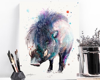 Visayan warty pig Limited Edition Watercolor Art Print by Slaveika Aladjova, animal, illustration, home decor, Nursery, gift, Wildlife