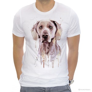 Weimaraner T-shirt, Unisex T-shirt, ring spun Cotton 100%, watercolor print T-shirt, T shirt art, T shirt animal,XS, S, M, L, XL, XXL imagem 6