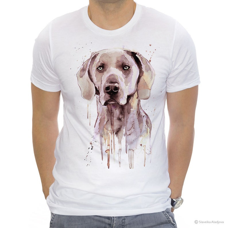 Weimaraner T-shirt, Unisex T-shirt, ring spun Cotton 100%, watercolor print T-shirt, T shirt art, T shirt animal,XS, S, M, L, XL, XXL image 6