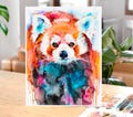 Red panda watercolor painting print by Slaveika Aladjova, art, animal, illustration, home decor, Nursery, gift, Wildlife, wall art product logo