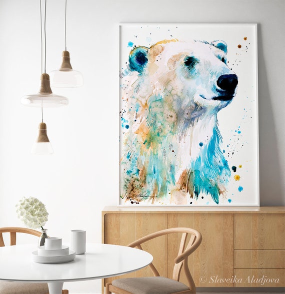 スラヴェイカ・アラジョヴァ作「シロクマ」限定版水彩画アートプリント