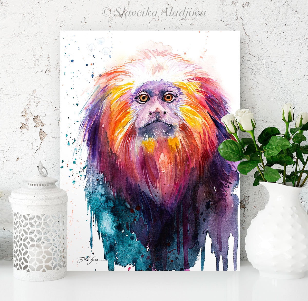 Golden Lion Tamarin Watercolor Painting Print by Slaveika Aladjova, Art ...