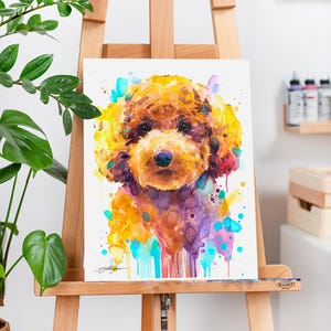 Toy Poodle, dog watercolor painting print by Slaveika Aladjova, animal, illustration, home decor, Nursery, Contemporary, cute pet, portrait
