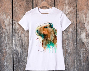 Capybara watercolor ladies' T-shirt, women's tees, Teen Clothing, Girls' Clothing, ring spun Cotton 100%, watercolor print