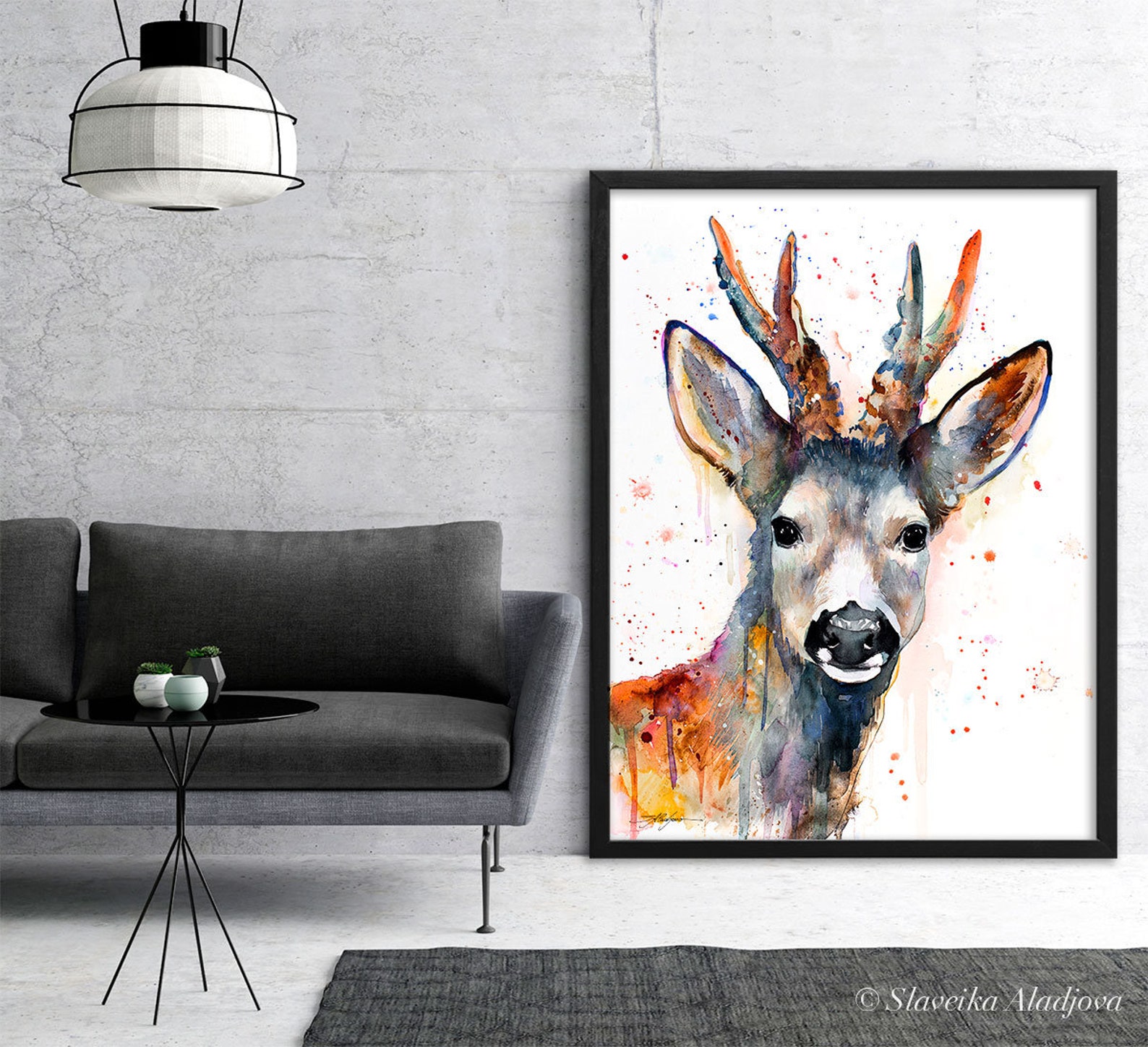 Roe Deer Watercolor Painting Print by Slaveika Aladjova, Art, Animal ...