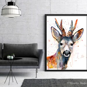 Roe Deer Watercolor Painting Print by Slaveika Aladjova, Art, Animal ...