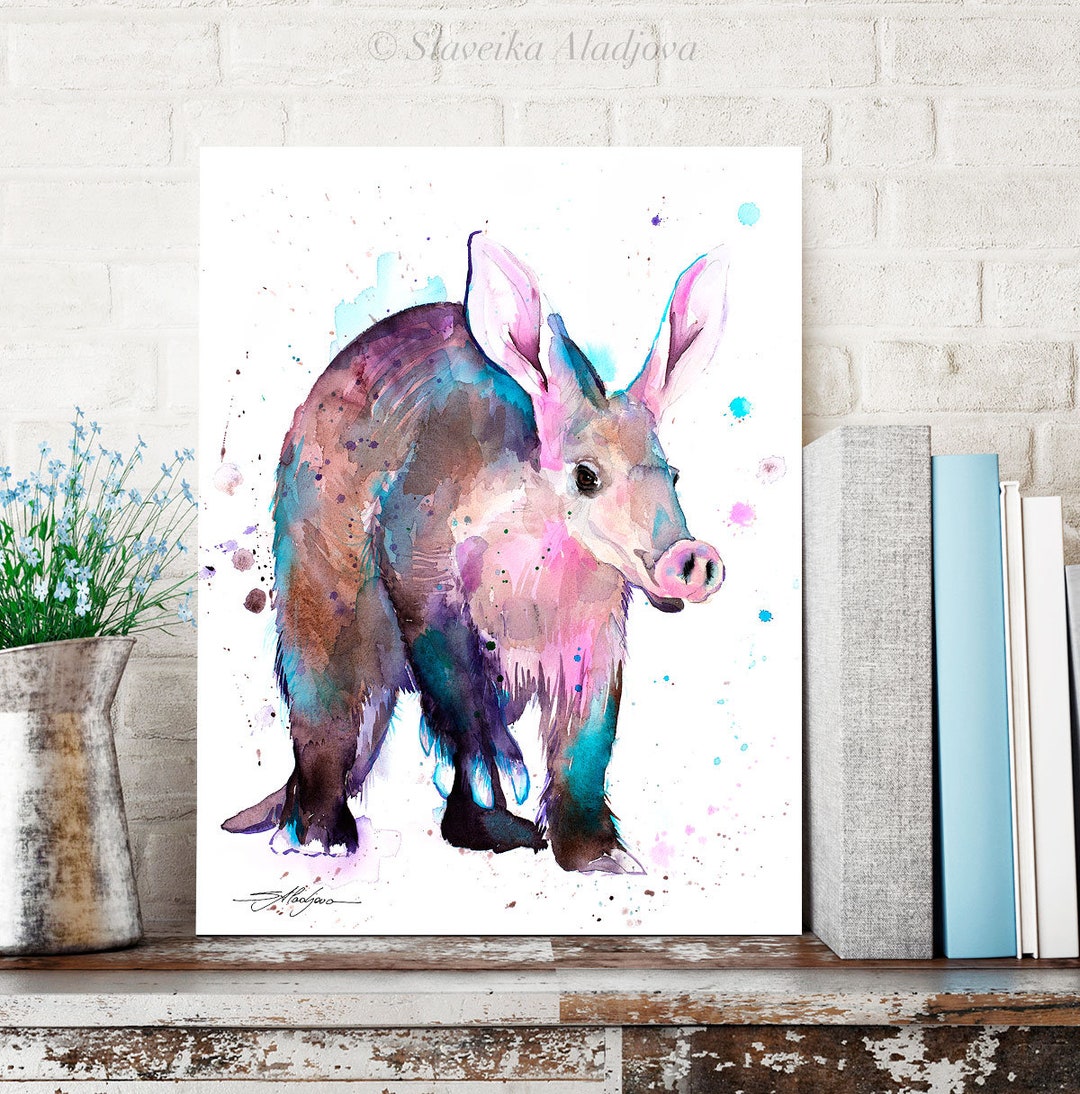 Aardvark Watercolor Painting Print by Slaveika Aladjova Art - Etsy