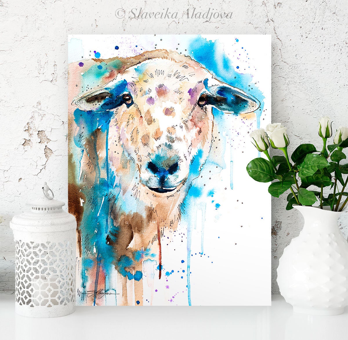 Sheep Limited Edition Watercolor Art Print by Slaveika Aladjova, Animal ...