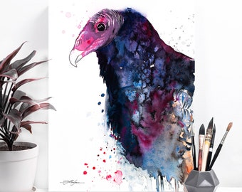 Turkey Vulture watercolor painting print by Slaveika Aladjova, art, animal, illustration, bird, home decor, wall art, gift, Wildlife