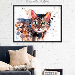 Bengal Cat Limited Edition Watercolor Art Print by Slaveika Aladjova ...