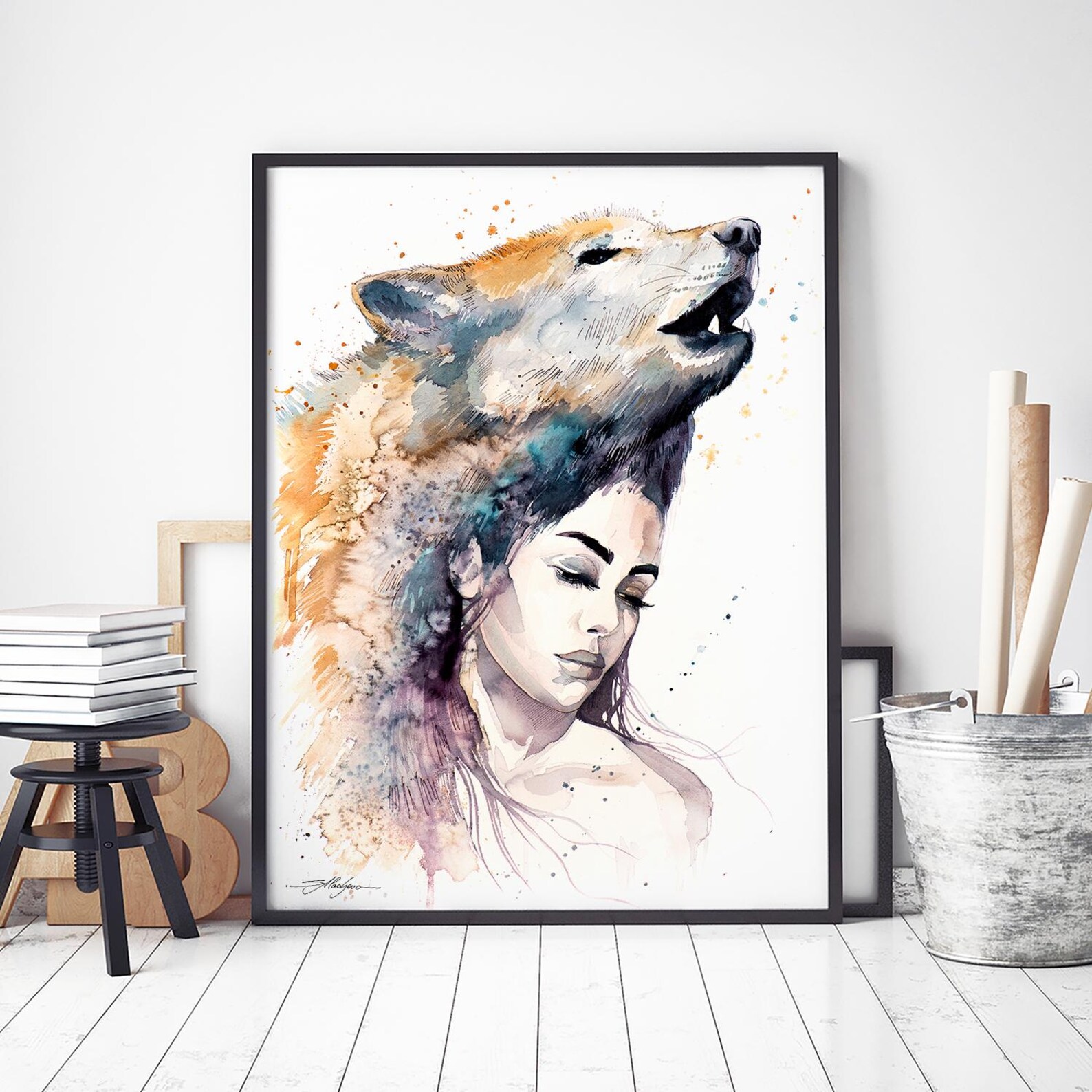 Wolf Girl Limited Edition Watercolor Art Print by Slaveika Aladjova ...