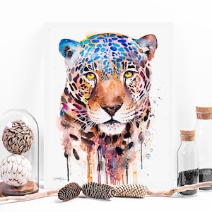 Jaguar panther watercolor painting print by Slaveika Aladjova, art, animal, illustration, home decor, Nursery, gift, Wildlife, wall art, cat