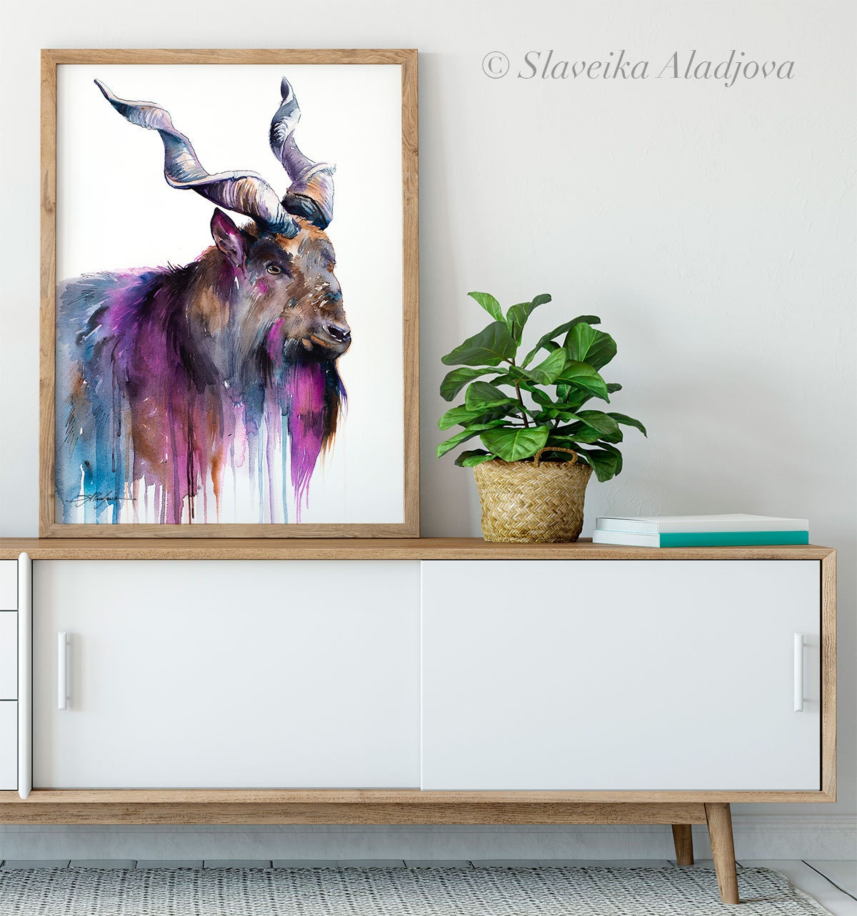 Goat Limited Edition Watercolor Art Print by Slaveika Aladjova, Animal ...