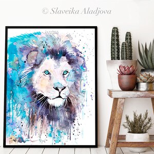 Blue Lion Limited Edition Watercolor Art Print by Slaveika Aladjova ...