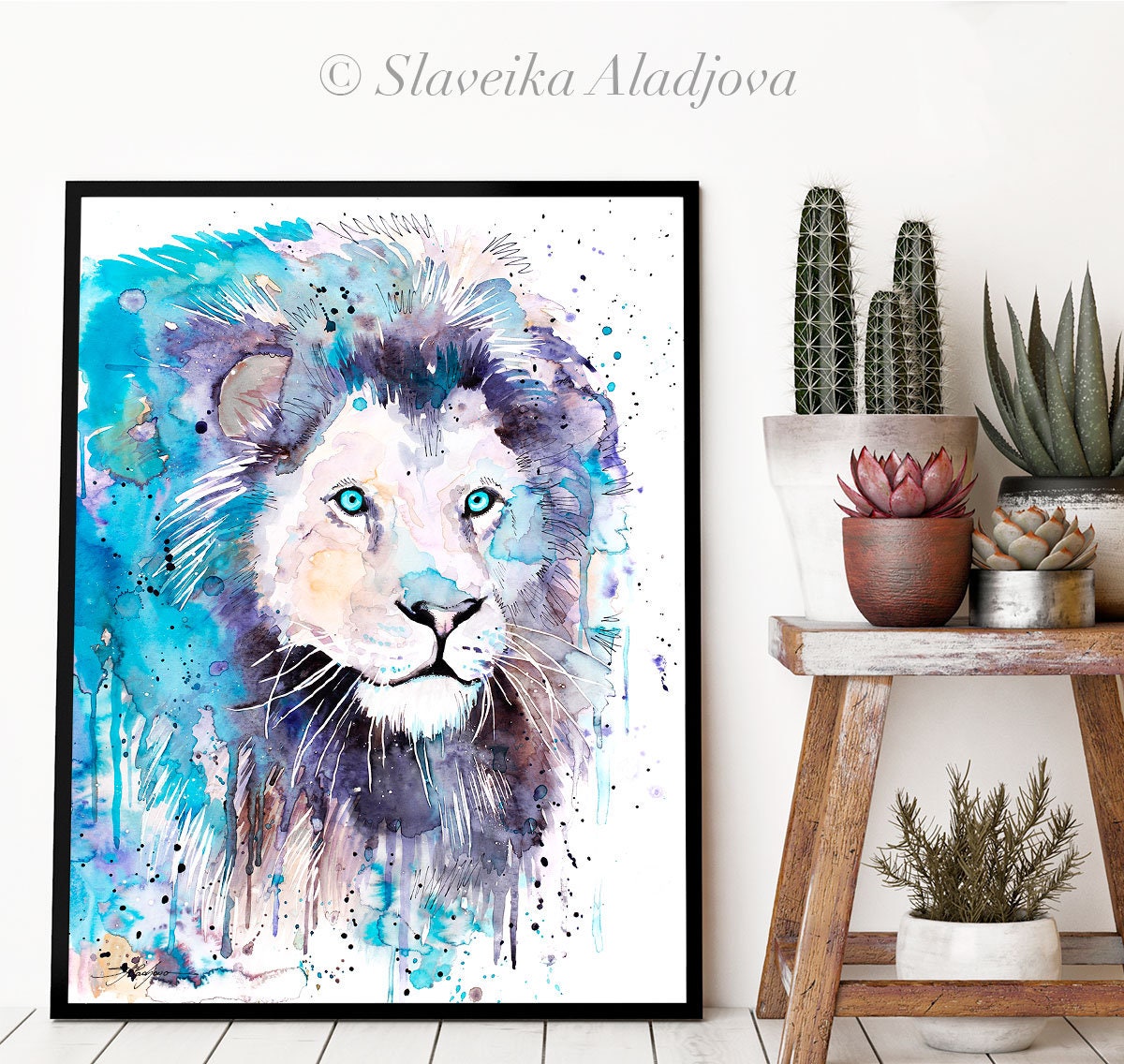 Blue Lion Limited Edition Watercolor Art Print by Slaveika Aladjova ...