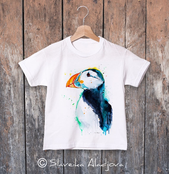 Puffin Watercolor Kids T-shirt, Boys' Clothing, Girls' Clothing