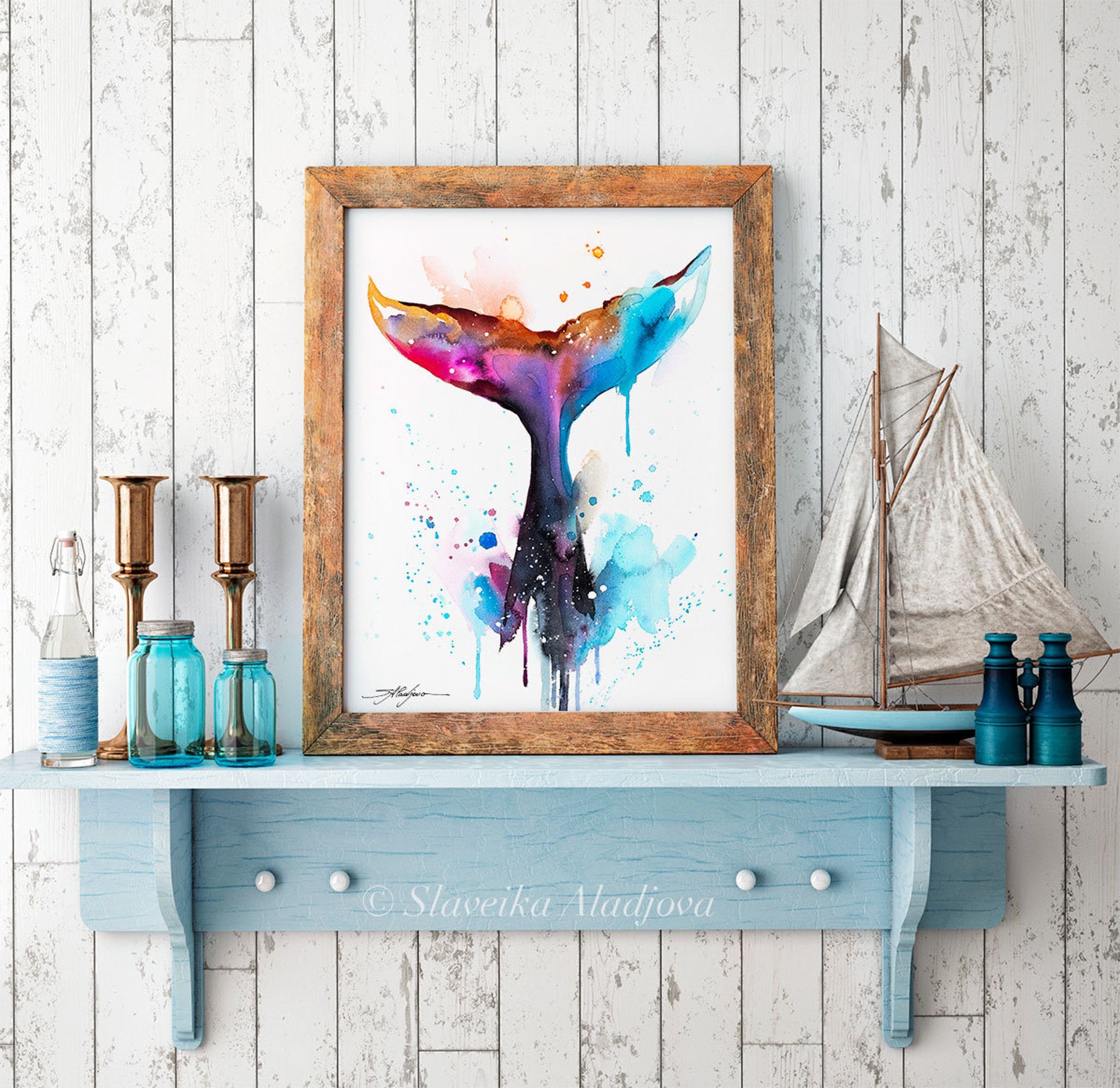 Whale Tail Limited Edition Watercolor Art Print by Slaveika Aladjova ...
