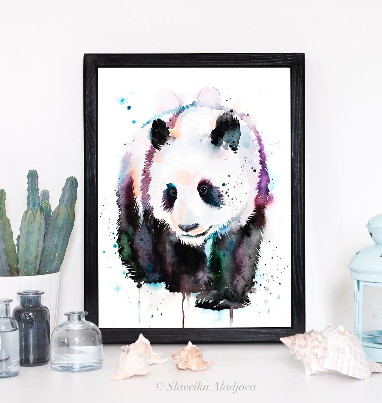 スラヴェイカ・アラジョヴァ作 パンダの限定版水彩画アートプリント