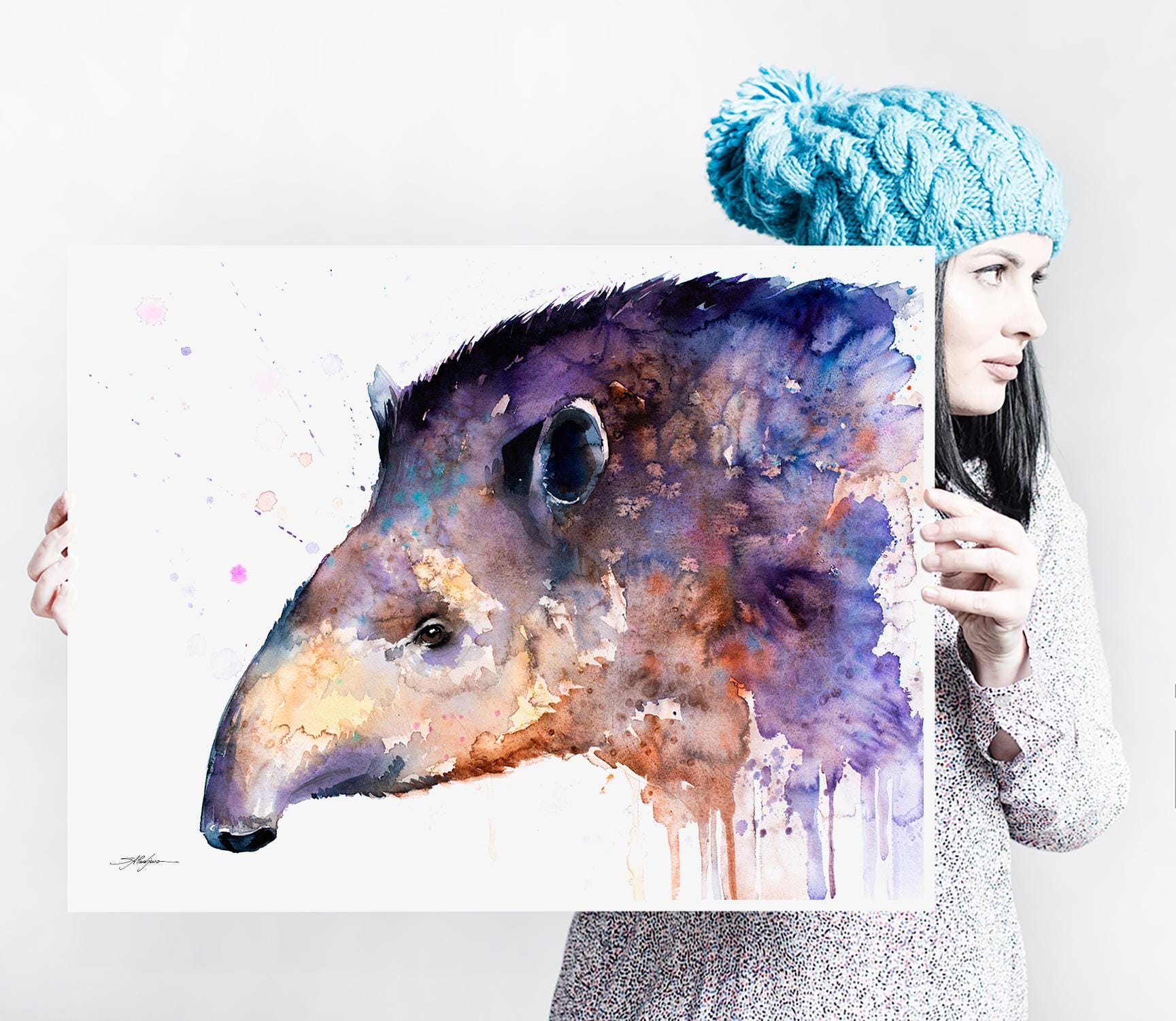 Tapir Watercolor Painting Print by Slaveika Aladjova, Art, Animal ...