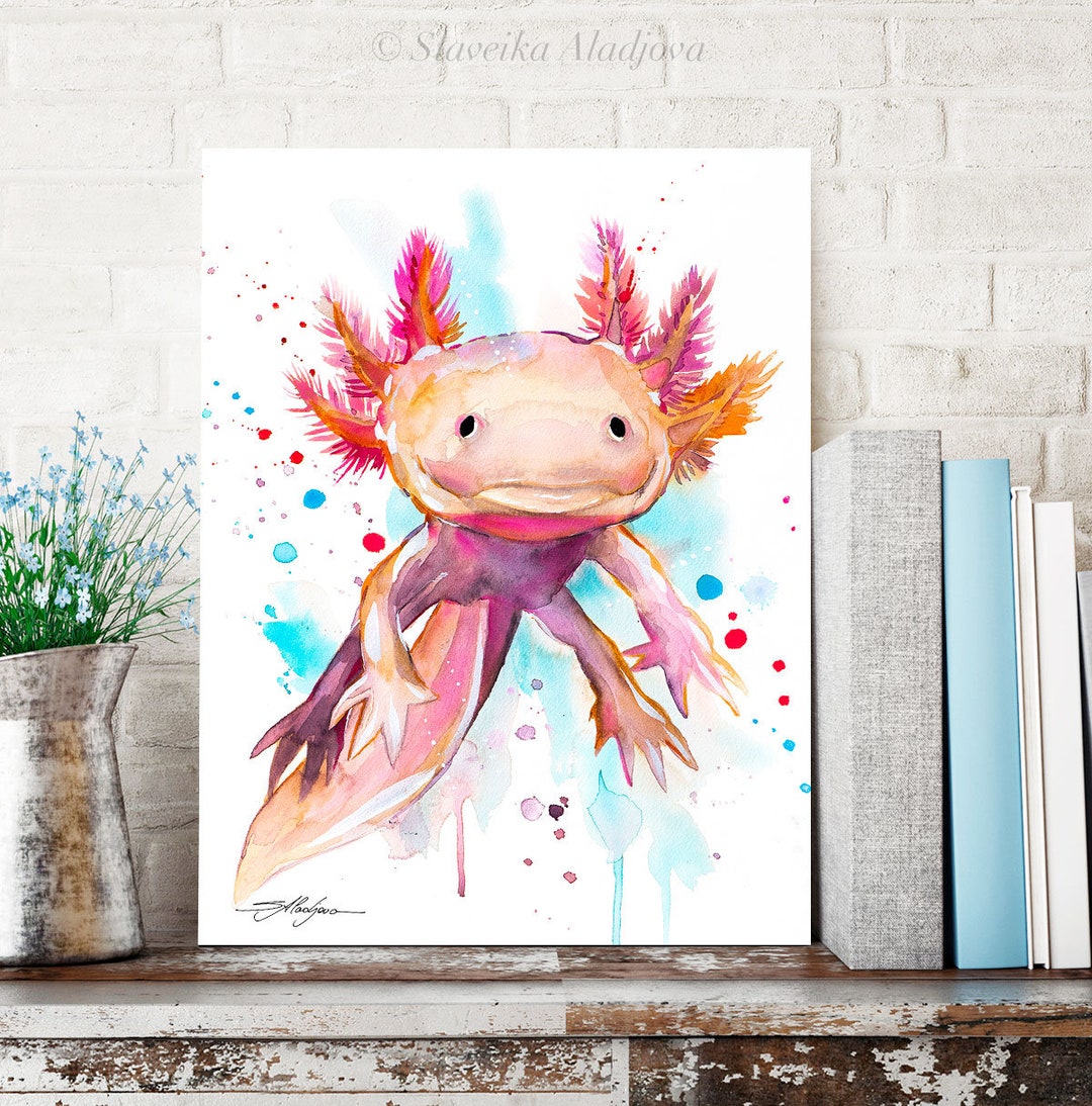 Axolotl Watercolor Painting Print By Slaveika Aladjova Animal 