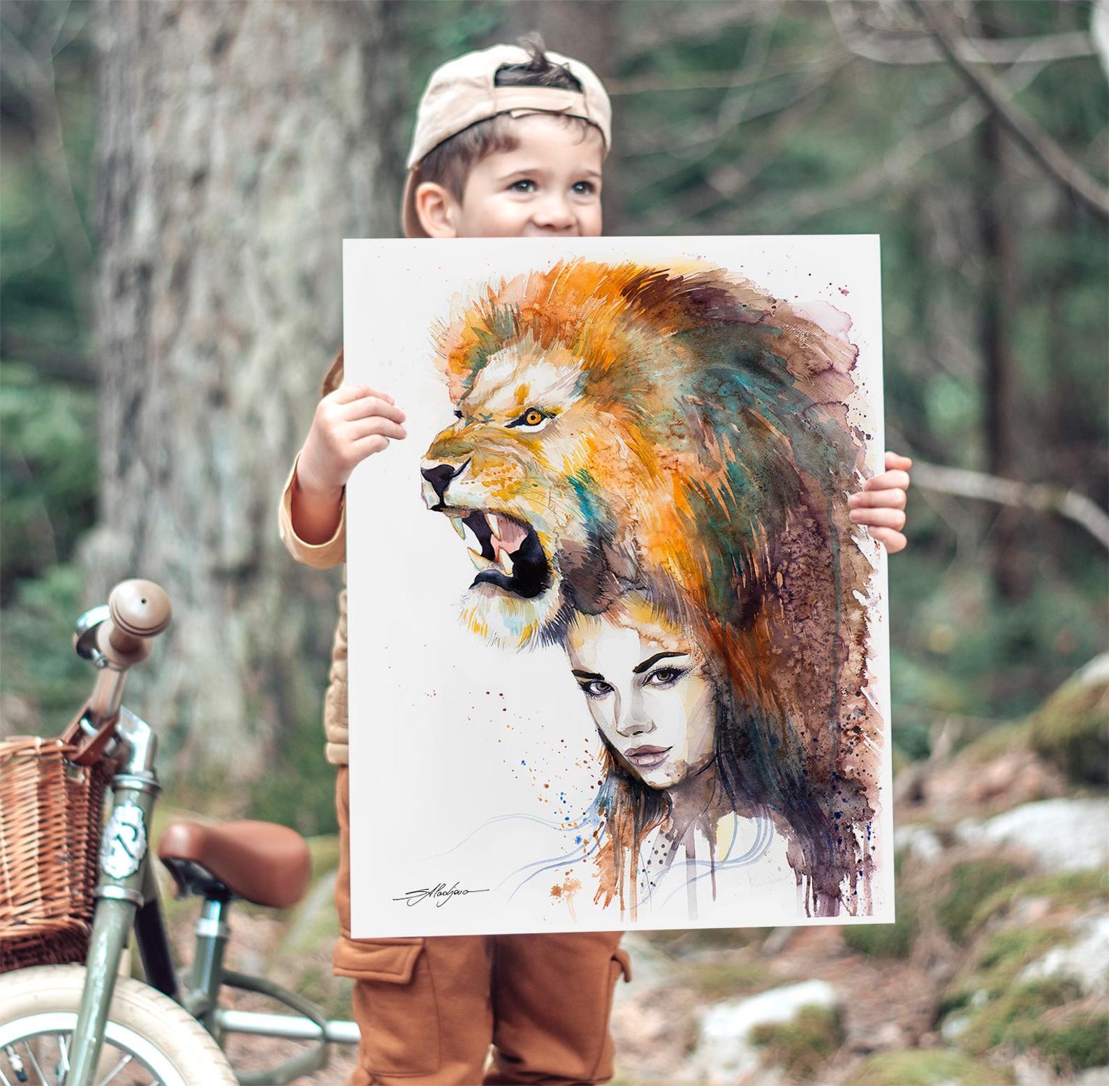 Lion Girl Limited Edition Watercolor Art Print by Slaveika Aladjova ...
