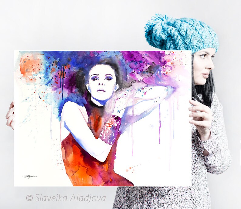 Colorful Girl Watercolor Painting Print by Slaveika Aladjova, Fashion ...