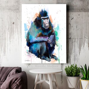 Celebes Crested Macaque Watercolor Painting Print by Slaveika Aladjova ...