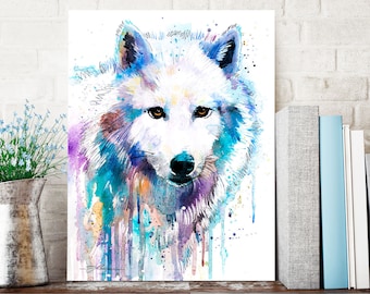 Arctic Wolf watercolor painting print by Slaveika Aladjova, art, animal, illustration, home decor, Nursery, gift, Wildlife, Contemporary