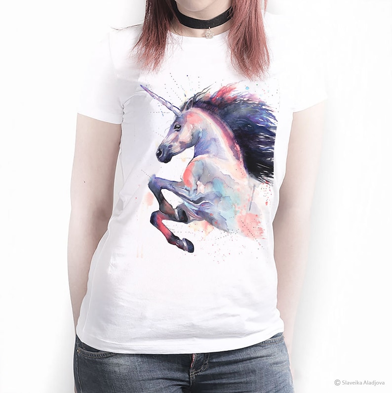 Pink Unicorn T-shirt Ladies' T-shirt With Unicorn Print - Etsy