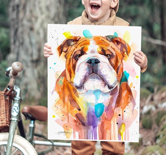 English Bulldog Dog Limited Edition Watercolor Art Print by