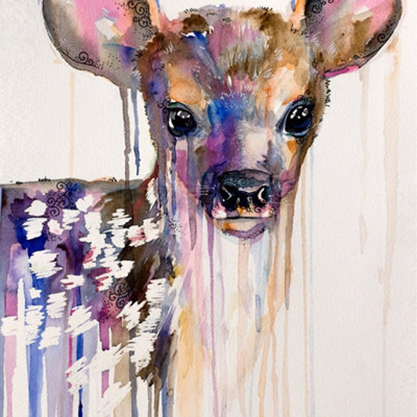 Original Watercolour Painting- Deer, Roe Deer,  animal, illustration, animal watercolor,