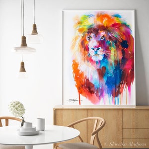 Lion Watercolor Painting Print by Slaveika Aladjova, Art, Animal ...