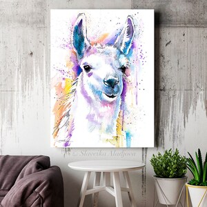 Llama Watercolor Painting Print by Slaveika Aladjova, Animal Art ...
