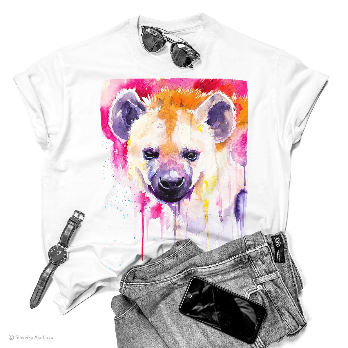 Hyena T-shirt, Unisex T-shirt with Hyena print, Men's tees, Hyena Lover ...