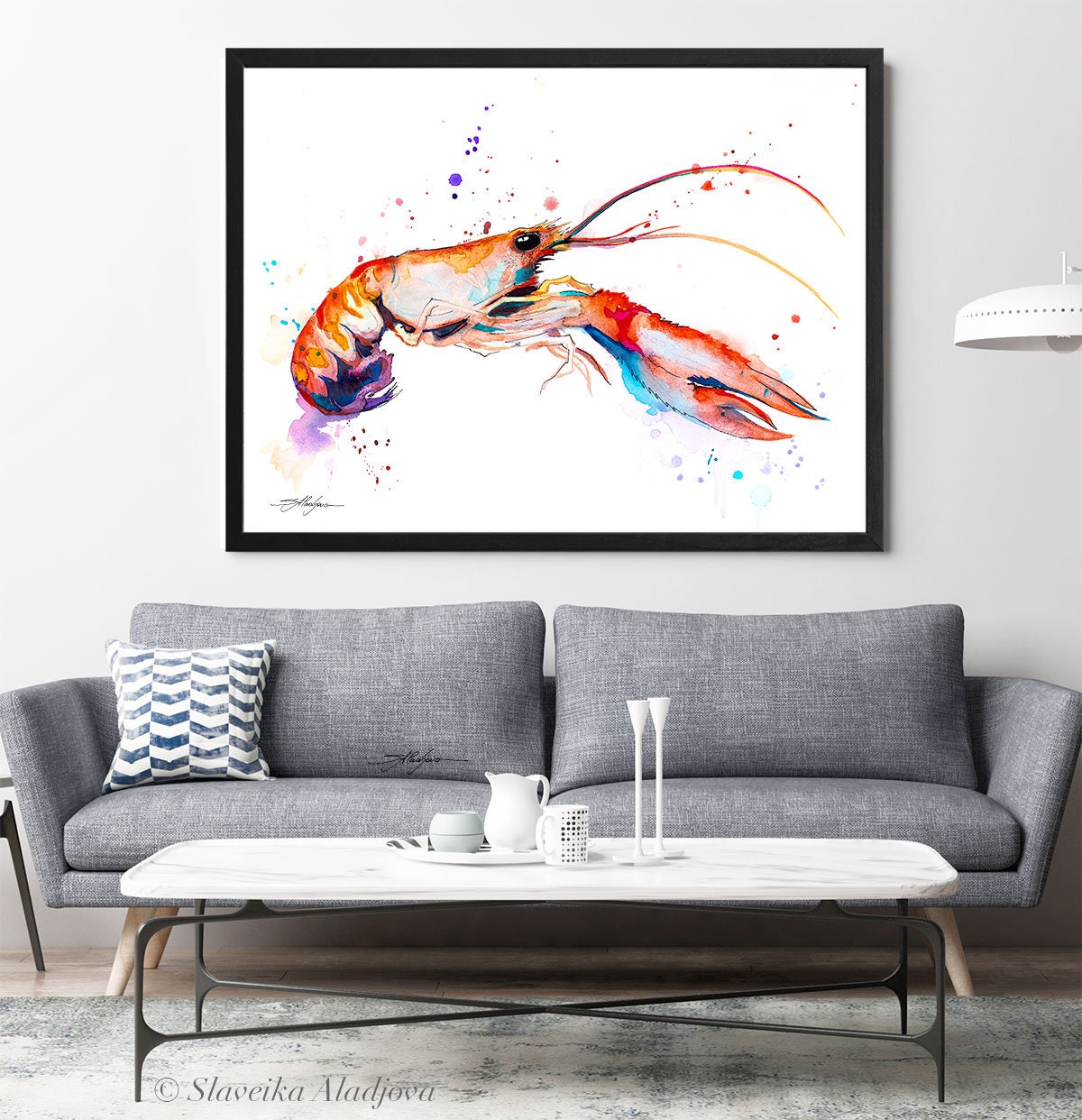 Crawfish watercolor painting print by Slaveika Aladjova art | Etsy