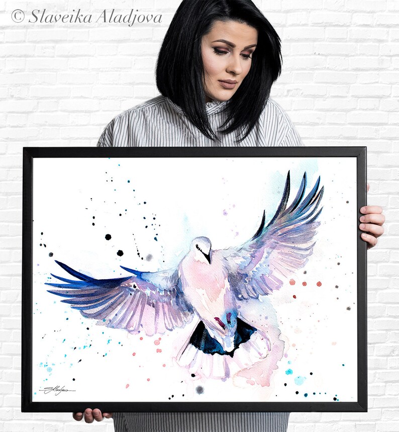 Dove watercolor painting print by Slaveika Aladjova art | Etsy