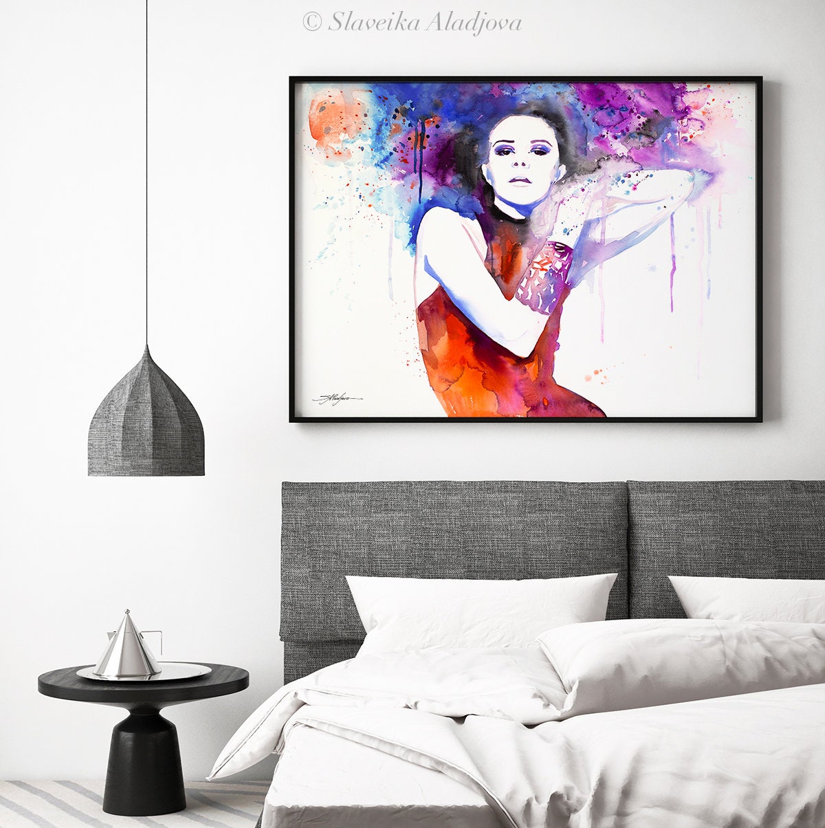 Colorful Girl Watercolor Painting Print by Slaveika Aladjova | Etsy