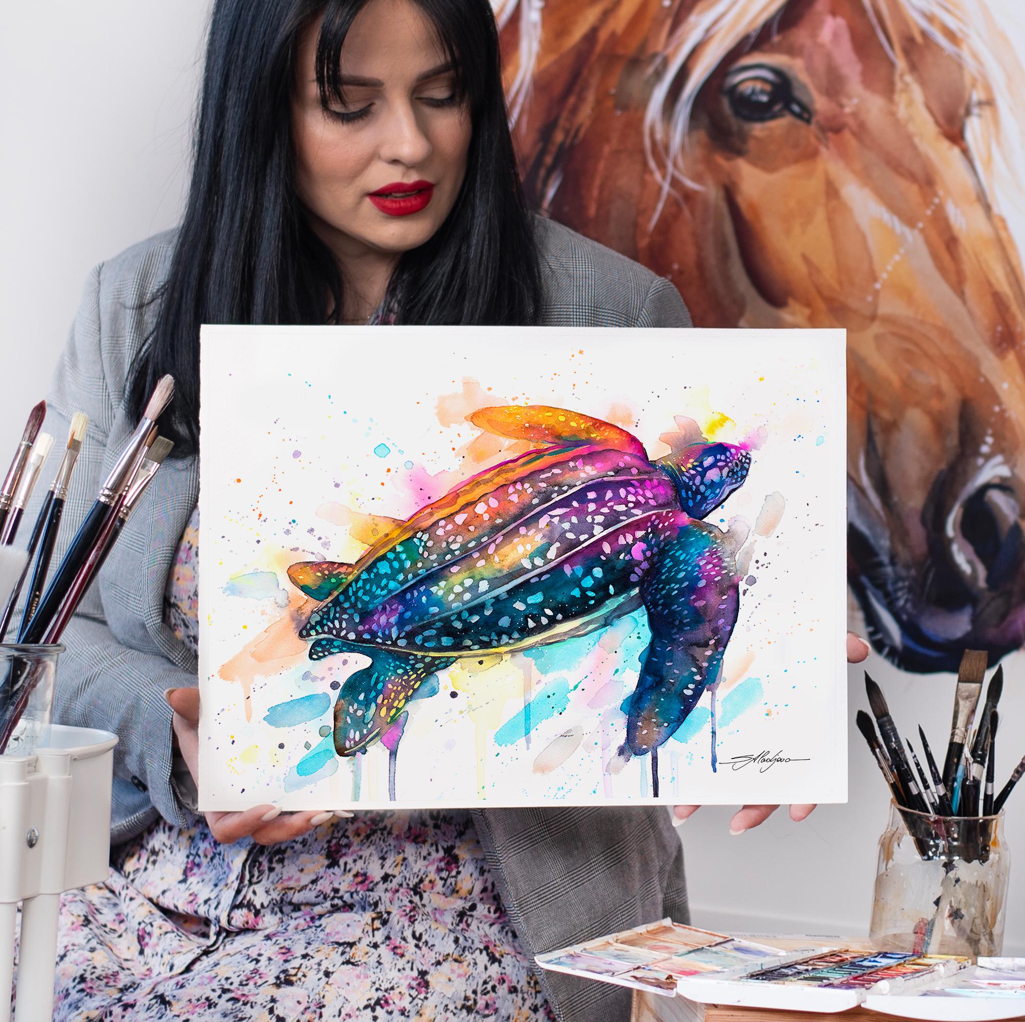 Leatherback Sea Turtle Limited Edition Watercolor Art Print by Slaveika ...