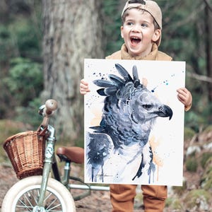 Harpy eagle watercolor painting print by Slaveika Aladjova, art, animal, illustration, bird, home decor, wall art, gift, Wildlife