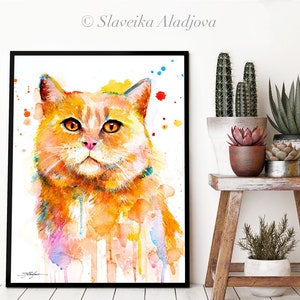 Cat Watercolor Painting Print by Slaveika Aladjova, Art, Animal ...