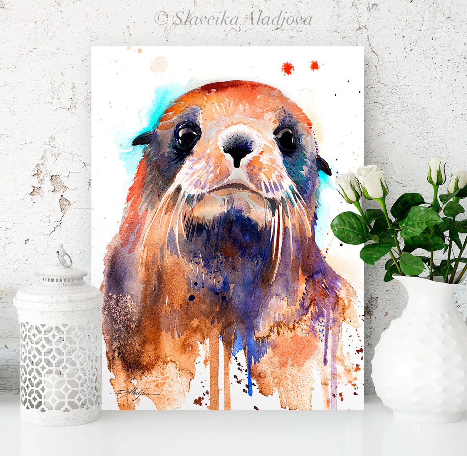 Fur Seal Watercolor Painting Print by Slaveika Aladjova Art Etsy