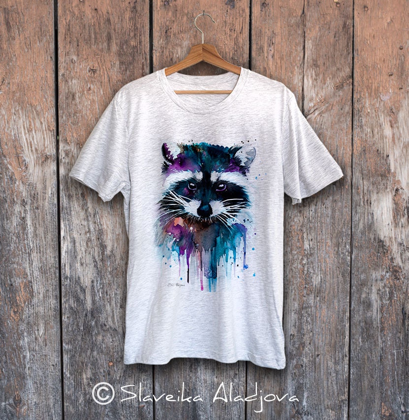 Raccoon T-shirt Unisex T-shirt ring spun Cotton 100% | Etsy